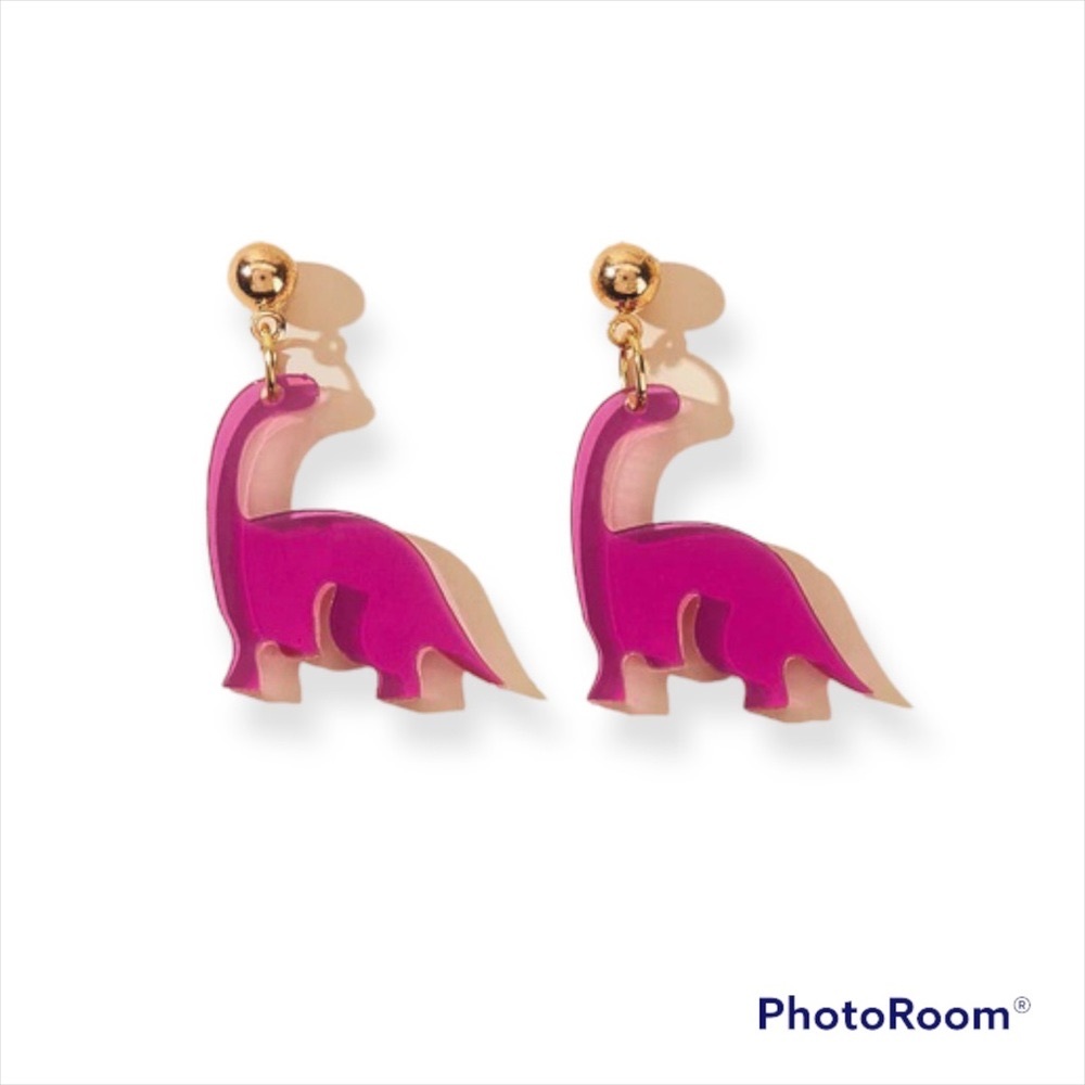 3/$15 Pink Brachiosaurus Earrings